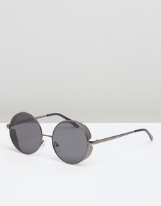 Круглые солнцезащитные очки с боковой защитой ASOS DESIGN-Серый