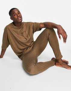 Коричневый пижамный комплект для дома из футболки в стиле oversized и меггинсов ASOS DESIGN-Многоцветный
