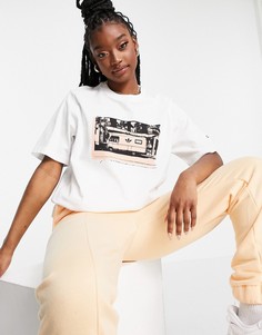 Белая футболка бойфренда с графическим принтом в стиле ретро adidas Originals-Белый