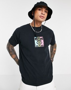 Черная футболка из плотного трикотажа с принтом на груди Obey-Черный
