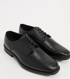 Черные кожаные ботинки дерби для широкой стопы на шнуровке Silver Street-Черный