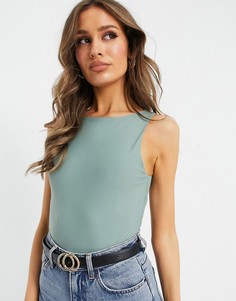 Матовое боди цвета хаки со спинкой-борцовкой ASOS DESIGN-Зеленый цвет
