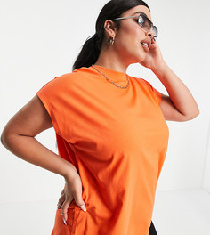 Оранжевая футболка свободного кроя без рукава ASOS DESIGN Curve-Оранжевый цвет