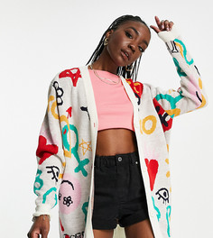 Кардиган в стиле oversized со принтом граффити ASOS DESIGN Tall-Многоцветный