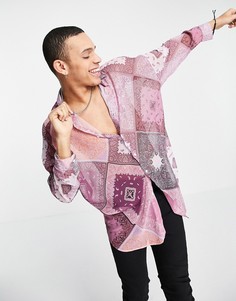 Очень свободная oversized-рубашка из прозрачной фиолетовой ткани с узором пейсли ASOS DESIGN-Фиолетовый цвет