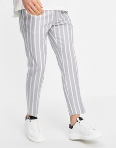 Брюки-джоггеры в полоску серого и белого цветов Topman-Серый