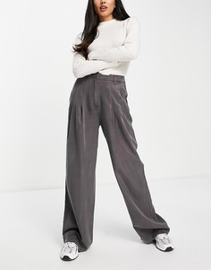 Серые мягкие брюки с широкими штанинами ASOS DESIGN-Черный