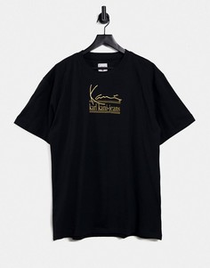 Черная футболка Karl Kani Jeans Signature-Черный