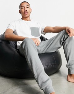 Вафельные пижамные джоггеры и футболка для дома ASOS DESIGN-Серый
