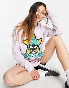 Свитшот с принтом "Looney Tunes" и надписью "Greetings Earthlings" ASOS DESIGN-Фиолетовый цвет
