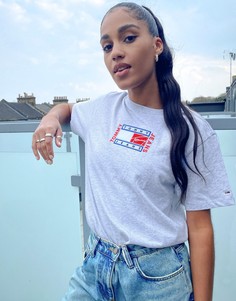 Серая oversized-футболка с логотипом в форме флага Tommy Jeans-Серый