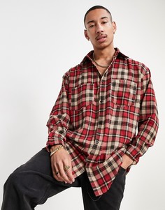 Красная oversized-рубашка в клетку Mennace-Красный