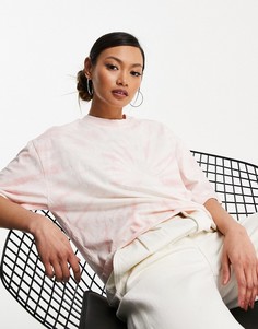Oversized-футболка кораллового цвета с принтом тай-дай ASOS DESIGN-Голубой
