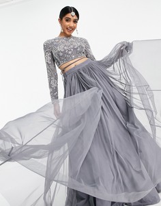 Сетчатая юбка-лехенга макси ASOS DESIGN-Голубой