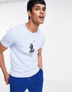 Голубая футболка с большим логотипом в виде игрока в поло Polo Ralph Lauren-Голубой