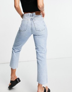 Выбеленные джинсы с необработанными краями Topshop Editor-Голубой