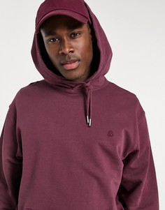 Бордовый окрашенный худи свободного кроя Jack & Jones-Красный