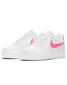 Белые кроссовки с логотипом-галочкой с романтичным принтом Nike Air Force 1 07-Белый