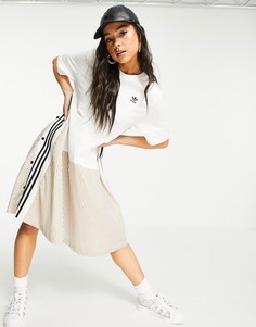 Белое трикотажное платье-футболка из саржи в тонкую полоску adidas Originals x Dry Clean Only-Белый