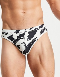 Плавки с коровьим принтом ASOS DESIGN-Белый