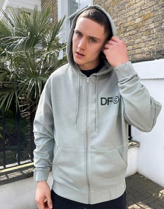 Oversized-худи серого цвета на молнии с вышитым логотипом ASOS Dark Future-Серый