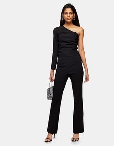 Черные расклешенные брюки из бенгалина Topshop-Черный