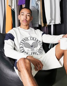 Пижамный комплект для дома из шорт и свитшота с теннисным принтом ASOS DESIGN-Черный