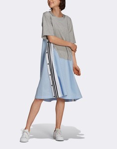 Серое трикотажное платье-футболка из саржи в тонкую полоску adidas Originals x Dry Clean Only-Серый