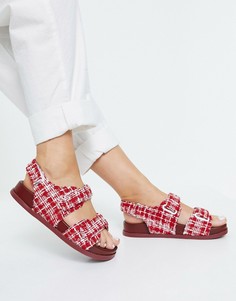 Красные сандалии из твида в спортивном стиле ASOS DESIGN Factually Sporty-Красный