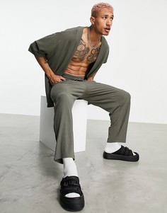 Свободные oversized-джоггеры в рубчик (от комплекта) ASOS DESIGN-Зеленый цвет