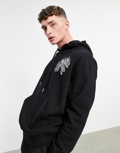 Черное oversized-худи с цветочными принтами (от комплекта) ASOS DESIGN-Черный