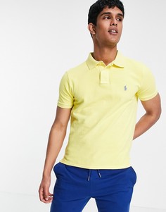 Желтая футболка-поло из пике, окрашенная после пошива, с логотипом игрока Polo Ralph Lauren-Желтый