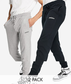 Набор из 2 джоггеров черного и серого цвета с логотипом Jack & Jones Originals-Многоцветный