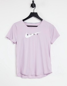 Сиреневый топ с короткими рукавами и логотипом-галочкой Nike Running-Фиолетовый цвет