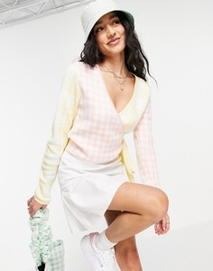 Трикотажный топ в клетку с запахом ASOS DESIGN-Многоцветный