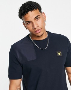 Футболка из ткани рипстоп с аппликацией Lyle & Scott-Темно-синий