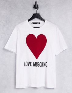 Белая футболка с большим логотипом-сердцем Love Moschino-Белый