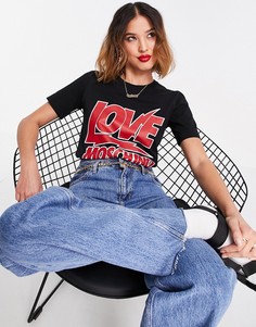 Черная футболка с логотипом с молниями Love Moschino-Черный