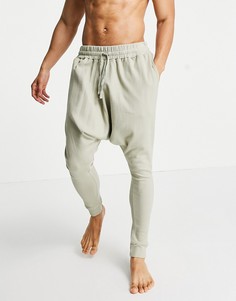 Джоггеры для дома с вафельной фактурой и заниженным шаговым швом ASOS DESIGN-Светло-бежевый