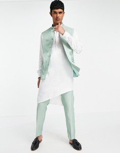 Блестящие зауженные брюки зеленого цвета ASOS DESIGN Wedding-Зеленый цвет