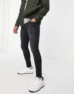 Черные эластичные джинсы с напылением ASOS DESIGN-Черный