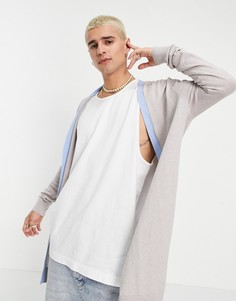 Светло-бежевый трикотажный кардиган с контрастной отделкой ASOS DESIGN
