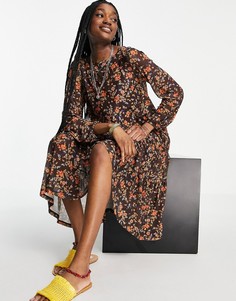 Сетчатое платье миди с цветочным принтом Vila-Многоцветный