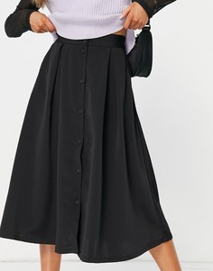 Черная юбка миди на пуговицах из переработанных материалов Monki-Черный