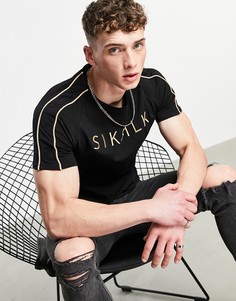 Черная футболка с рукавами реглан SikSilk Astro-Черный