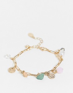 Золотистый браслет с подвесками Accessorize-Многоцветный