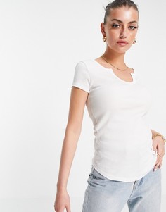 Белая облегающая футболка в рубчик River Island-Белый