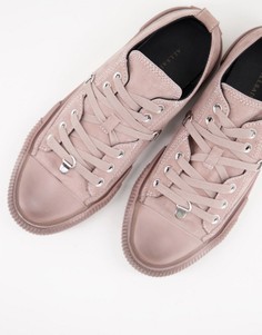 Замшевые низкие кроссовки розового цвета на шнуровке ALL SAINTS Jazmin-Розовый цвет