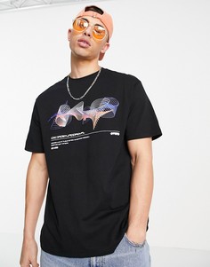 Черная футболка в стиле oversized с графическим принтом Only & Sons-Черный