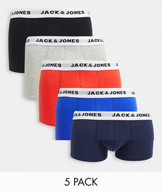 Набор из 5 разноцветных боксеров-брифов Jack & Jones-Черный цвет